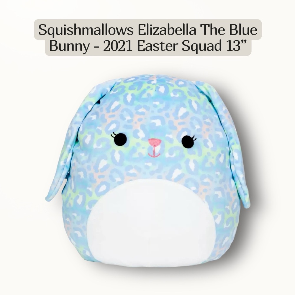 Squishmallows Elizabella the Blue Bunny 13” Plush – 2021 Easter Squad Pastel